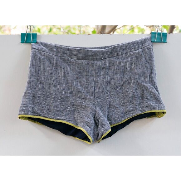 Club Monaco Shorts Women's Size 4 Gray‎ Blue Green Hem Woven Side Zippers - Picture 1 of 5